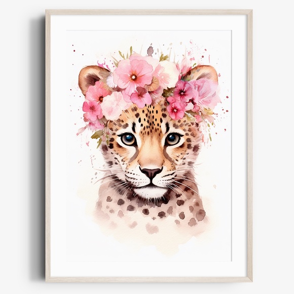 Other - Watercolor Leopard Portrait Wall Art Illustration Print Poster Unframed